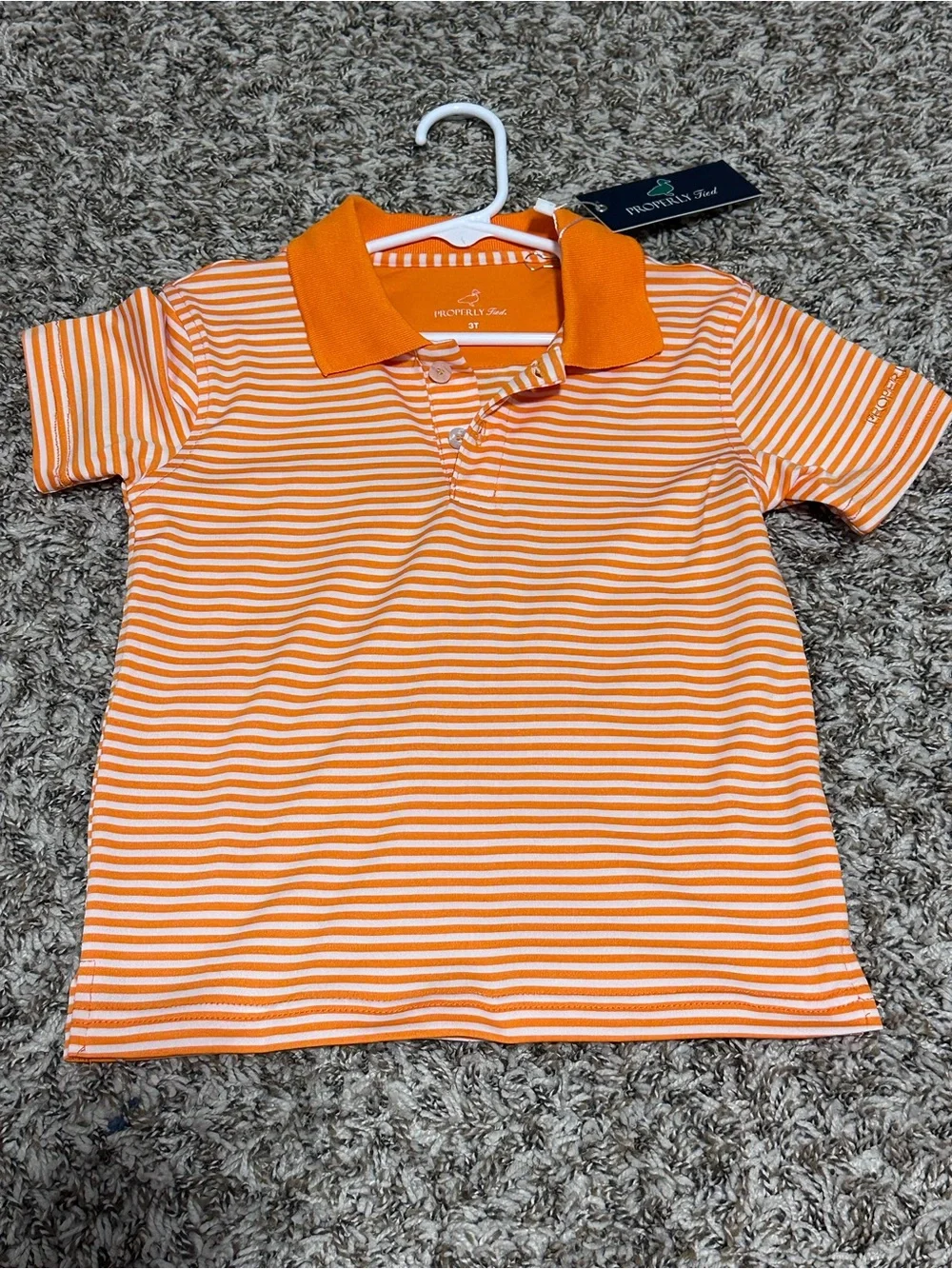 Properly Tied boys orange stripe polo NEW WITH TAGS size 3t